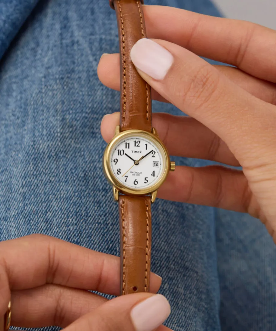 Women Timex Small*Easy Reader® 25mm Leather Strap Watch