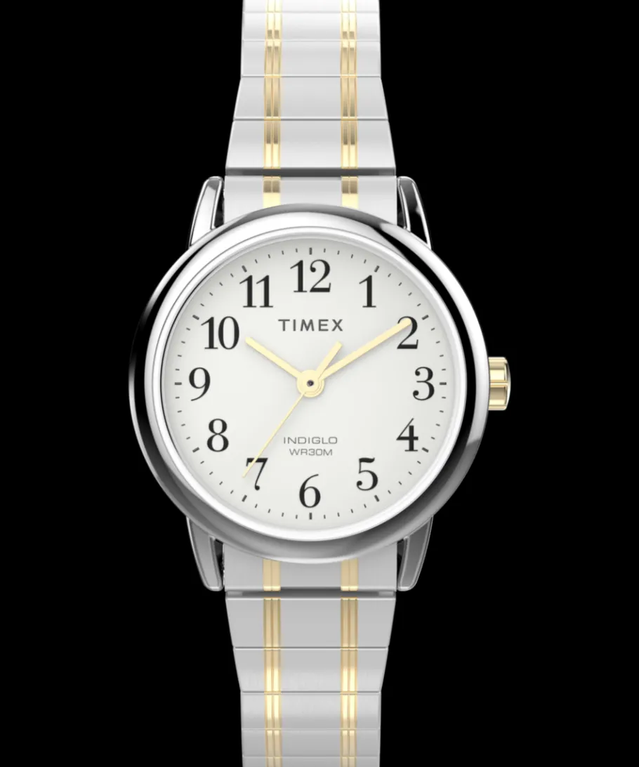 Women Timex Small|Silver-tone*Easy Reader 25mm Stainless Steel Expansion Band Watch
