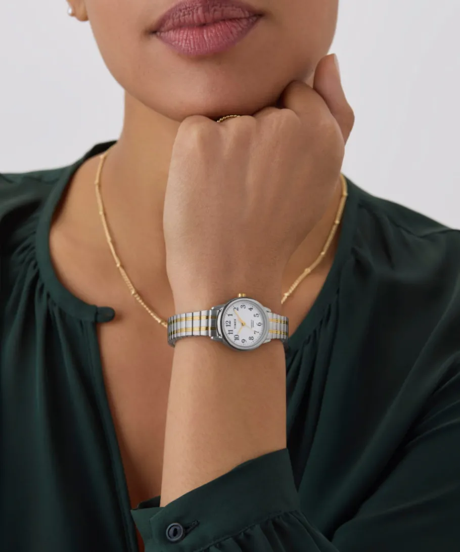 Women Timex Small|Silver-tone*Easy Reader 25mm Stainless Steel Expansion Band Watch