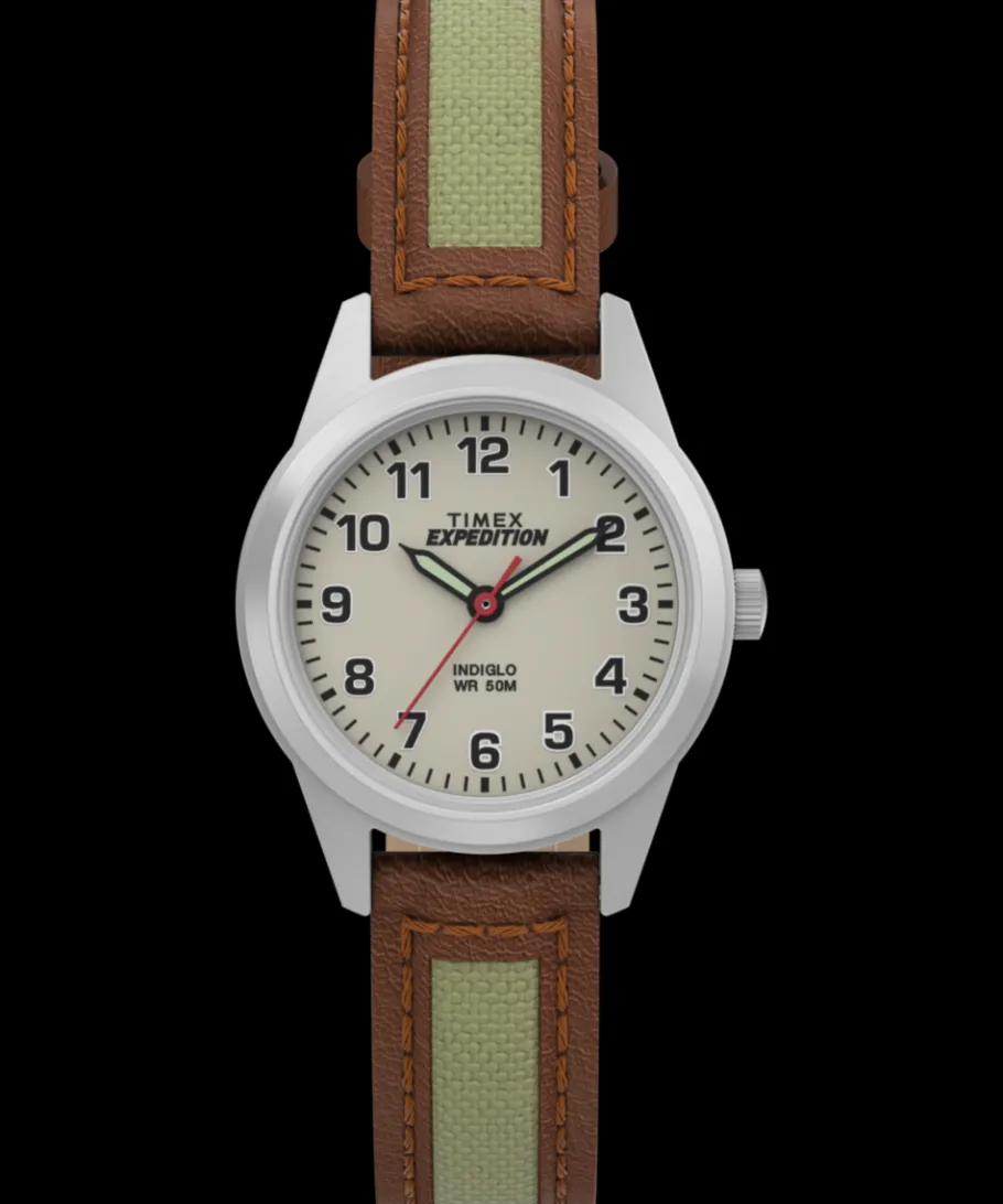 Women Timex Small*Expedition Field Mini 26mm Leather Strap Watch