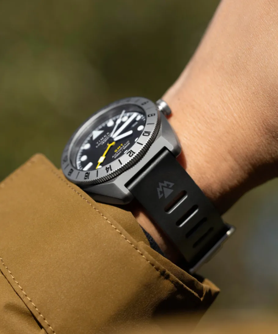 Timex Titanium|Black Watches*Expedition GMT Titanium Automatic 41mm Silicone Strap Watch