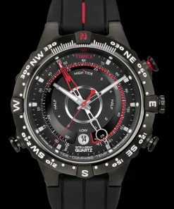 Timex Black Watches|Father's Day Gifts*Intelligent Quartz® Tide Temp Compass 45mm Silicone Strap Watch