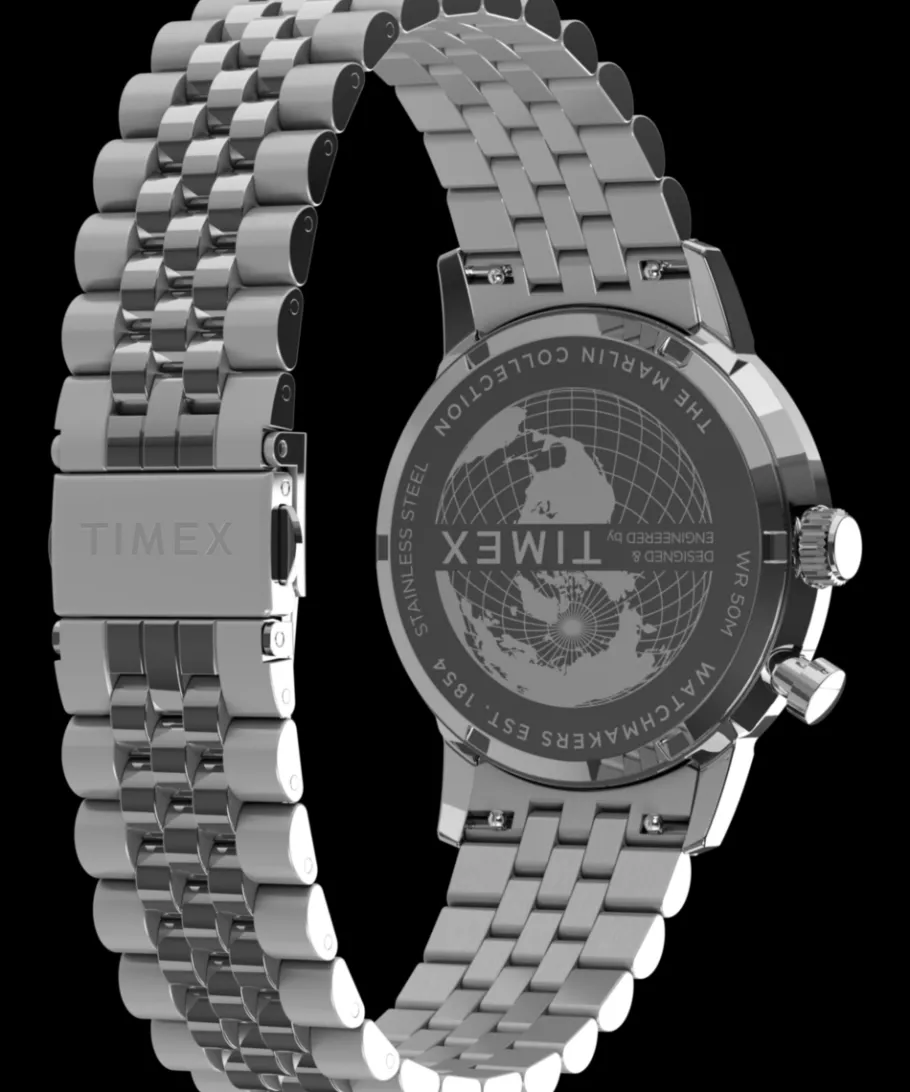 Women Timex Bracelet|Vintage*Marlin® Moon Phase Multifunction 40mm Stainless Steel Bracelet Watch