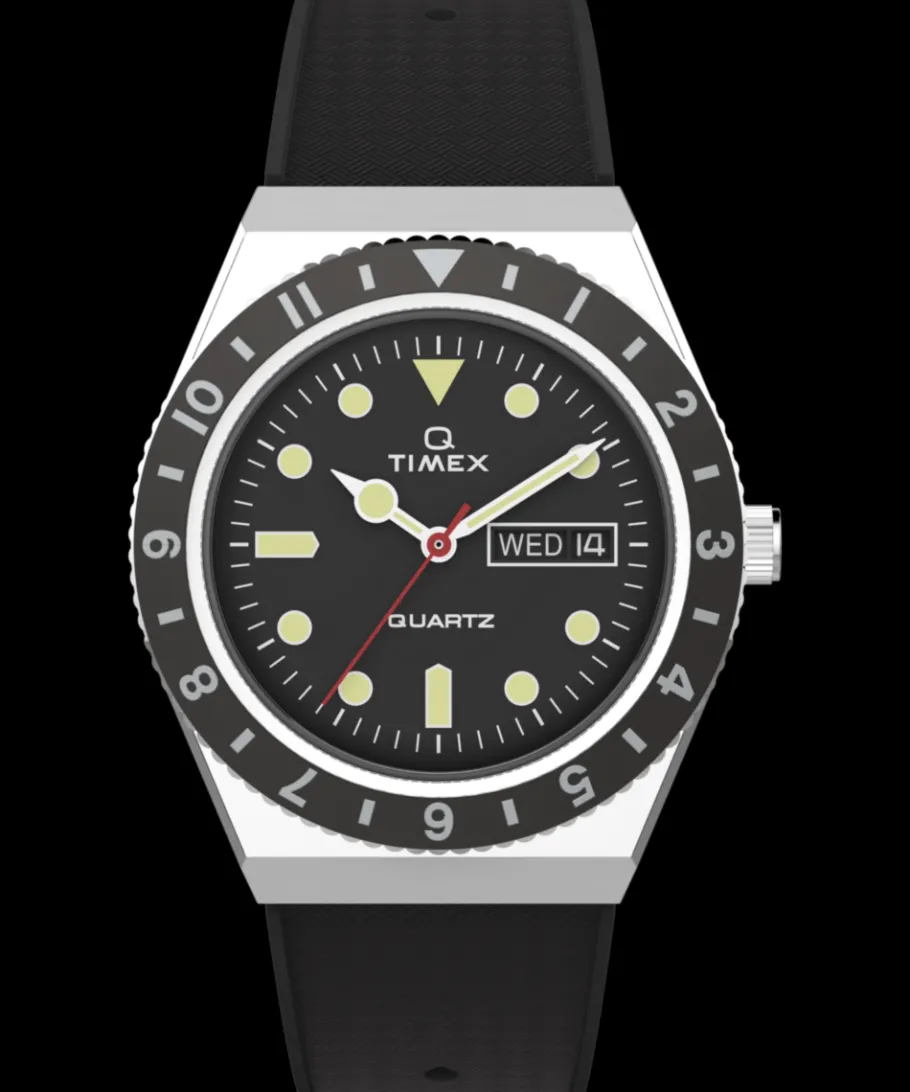 Timex Vintage|Black Watches*Q 38mm Synthetic Rubber Strap Watch