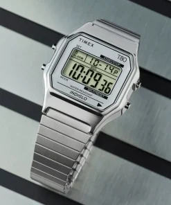 Women Timex Silver-tone|Digital*80 34mm Stainless Steel Expansion Band Watch