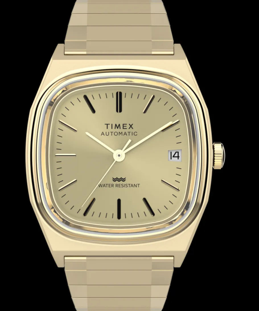 Timex Vintage|Automatic*® Automatic 1983 E Line 34mm Gold Tone Expansion Band Watch