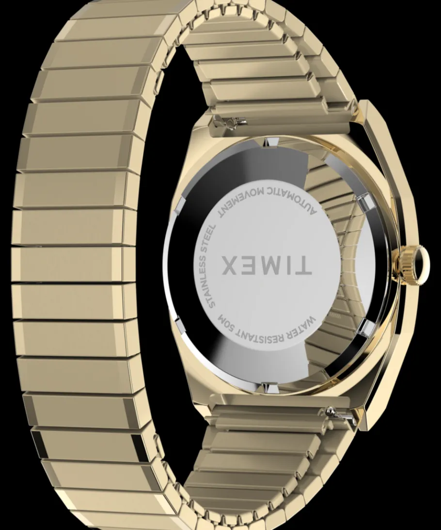 Timex Vintage|Automatic*® Automatic 1983 E Line 34mm Gold Tone Expansion Band Watch