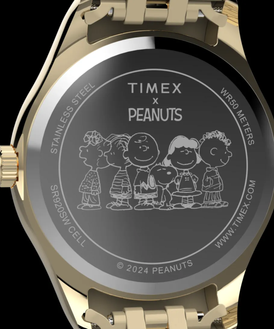 Women Timex Gold-tone|Bracelet*Legacy x Peanuts Roller Skating 34mm Stainless Steel Bracelet Wa