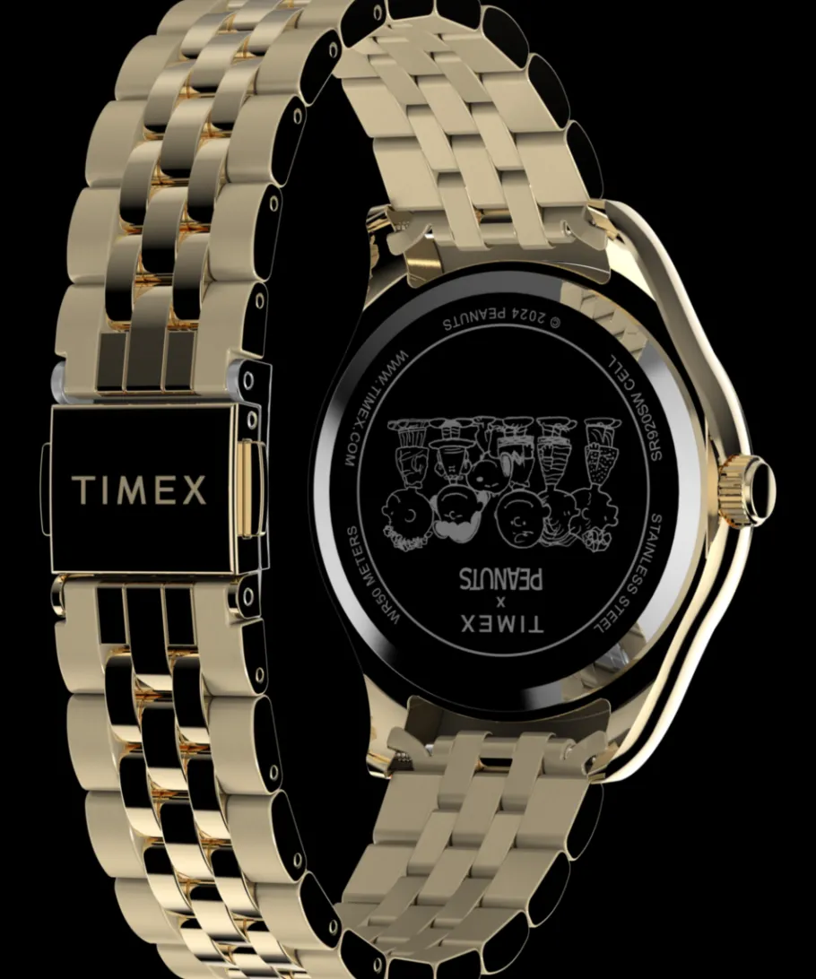 Women Timex Gold-tone|Bracelet*Legacy x Peanuts Roller Skating 34mm Stainless Steel Bracelet Wa