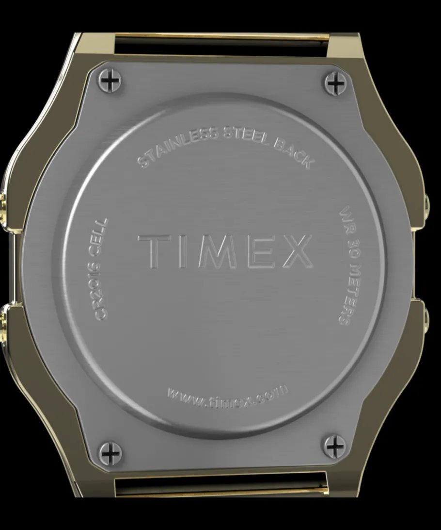 Women Timex Gold-tone|Digital*T80 34mm Stainless Steel Bracelet Watch