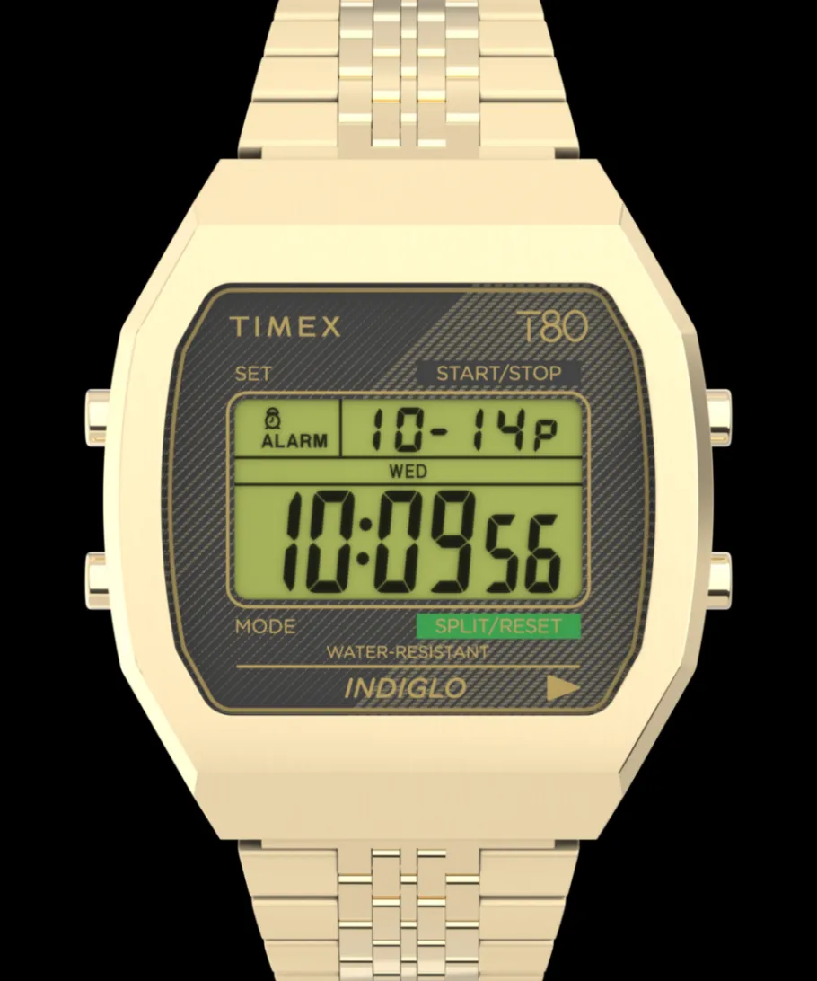 Women Timex Gold-tone|Digital*T80 Steel 36mm Stainless Steel Bracelet Watch