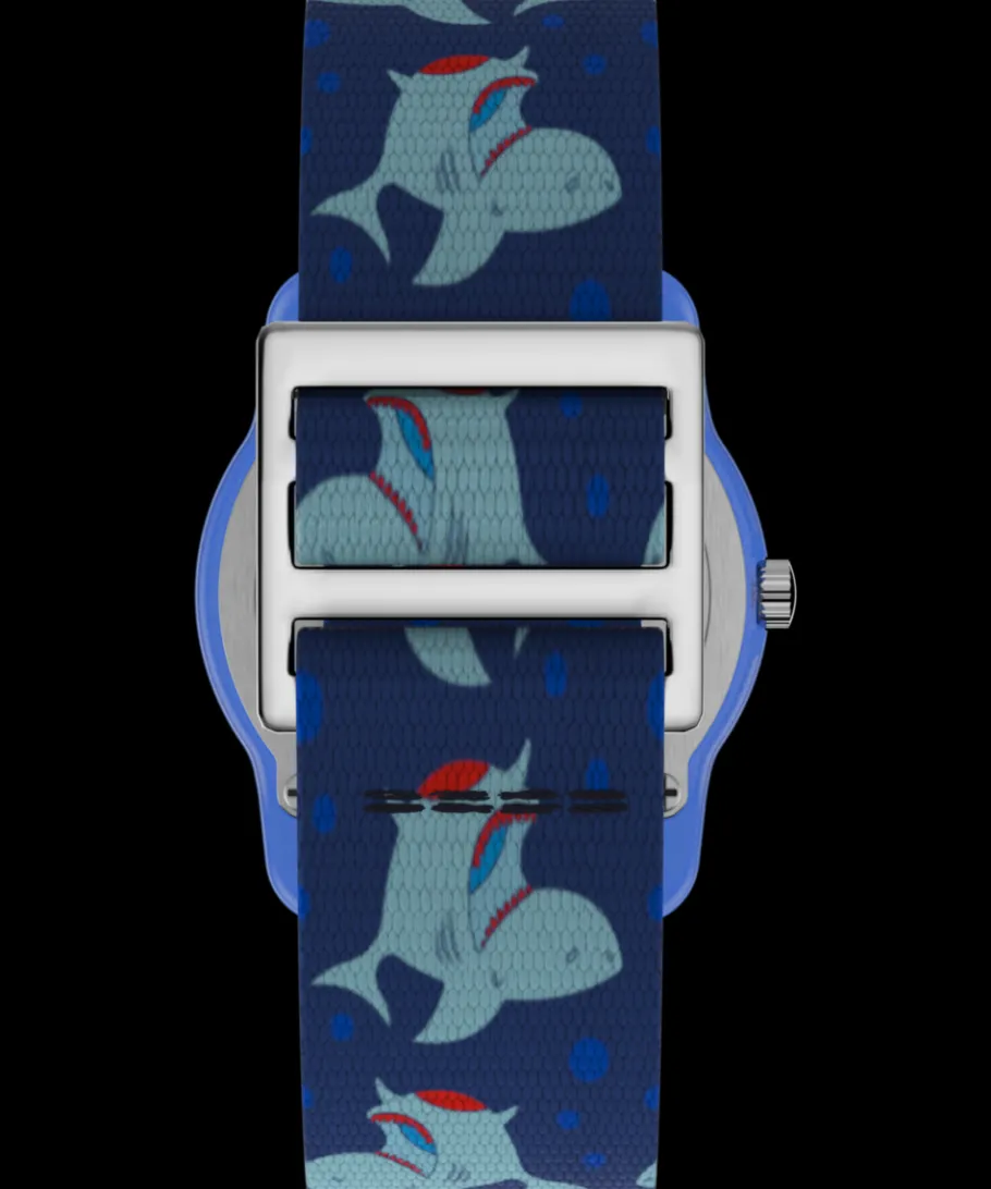 Kids Timex Kids Watches*TIME MACHINES® 29mm Blue Shark Elastic Fabric Kids Watch