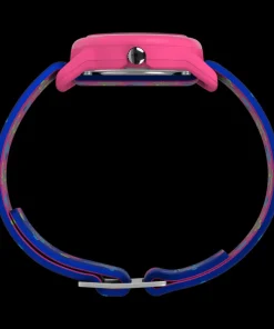 Kids Timex Kids Watches*TIME MACHINES® 29mm Butterflies and Hearts Blue Elastic Fabric K