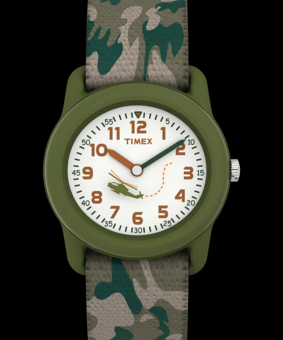 Kids Timex Kids Watches*TIME MACHINES® 29mm Green Camo Elastic Fabric Kids Watch
