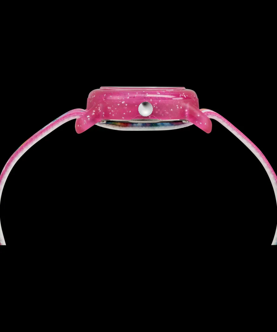 Kids Timex Kids Watches*TIME MACHINES® 29mm Rainbow Unicorn Pink Elastic Fabric Kids Wat