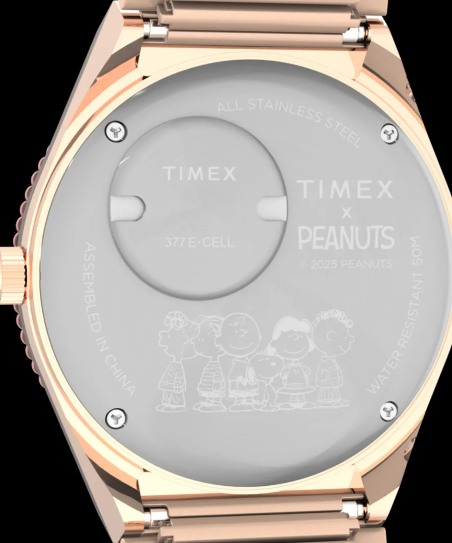 Women Timex Gold-tone|Bracelet*x Peanuts® Q ® In Bloom 36mm Stainless Steel Expansion Band