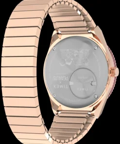 Women Timex Gold-tone|Bracelet*x Peanuts® Q ® In Bloom 36mm Stainless Steel Expansion Band