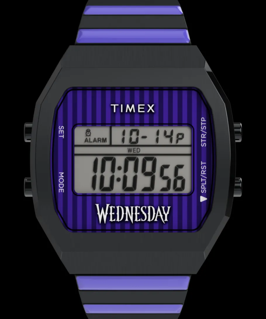 Women Timex Bracelet*x Wednesday T80 36mm Stainless Steel Black and Purple Expansion