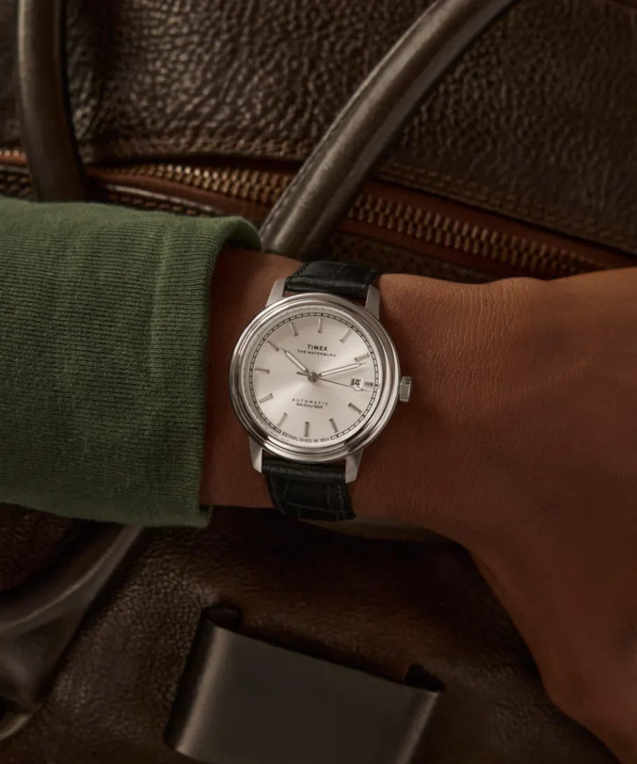 Timex Leather|Automatic*Waterbury Metropolitan Automatic 41mm Leather Strap Watch